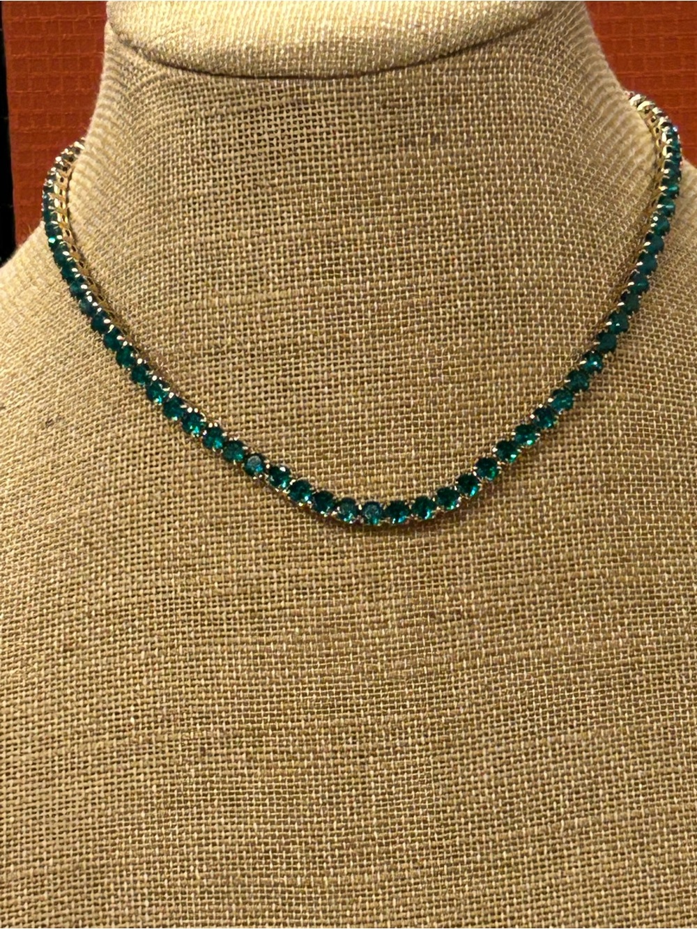 NWT J. Crew Emerald Colored Rhinestone Necklace